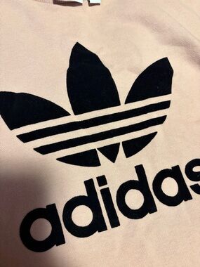 L | Adidas Pink Crewneck Sweatshirt with Black Velvet  Trefoil
